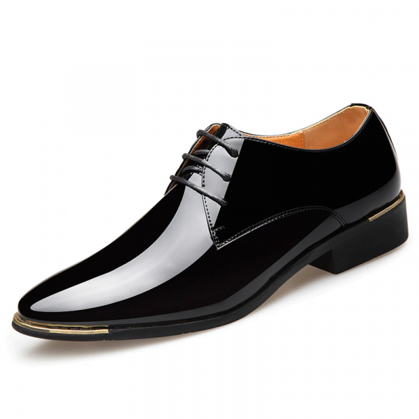 Men's Quality Patent Leather Shoes White Wedding Shoes Size 38-48 Black Leather Soft Man Dress Shoes